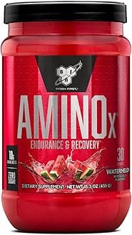 Amino X Muscle Recovery & Endurance Powder, BCAAs, 10 Grams of Amino Acids, Keto Friendly, Caffeine-Free, Support Endurance, Zero Sugar, Watermelon, 30 servings, 15.34 Ounce (Packaging May Vary)