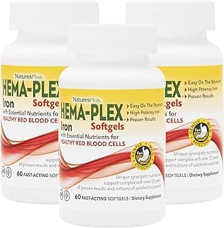 Hema-Plex Iron - 60 Fast-Acting Softgels - 3 Pack - 85 mg Iron + Vitamin C & Bioflavonoids for Healthy Red Blood Cells - Gluten Free - 60 Total Servings