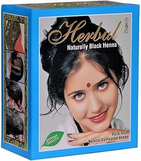 Herbul Naturally Black Henna Powder for Hair, 6 Sachets x 10 gm Each, Natural...