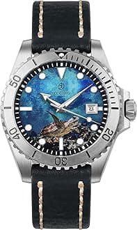 BODERRY Original Japanese Automatic Dive Watches for Men,Titanium Case with Sapphire Crystal -100M Waterproof Mens Mechanical Wrist Watches with Swiss Super Luminova & Screw Down Crown