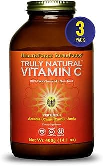 HEALTHFORCE SUPERFOODSTruly Natural Vitamin C - Immune Support Supplement with Camu Camu Berry - Vitamin C Supplement for Immune Health - Vegan, Non-GMO - 400 Grams, 67 Servings (Pack of 3)