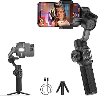 Smooth-5S AI [Official] Smartphone Gimbal, Stabiliser Smartphone 3-Axis, Mobile Phone Gimbal with Tripod, Mobile Phone Stabiliser for Vlog, YouTube, TikTok