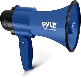 30W Megaphone Speaker with Microphone, Loud Bullhorn Megaphones with Siren & Adjustable Volume, Loud Hailer Mega Phone, Indoor/Outdoor Use, Perfect for Sports, Police, Safety Drills, Kids & More