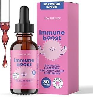 JoySpring Immune Drops - Kids’ Immunity Support Supplement (1 fl oz, 30 Servings) with Organic Elderberry Liquid, Echinacea, Oregon Grape Root & Orange Peel for Ages 2-16+ Years and Adults