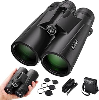 12x42 HD Binoculars for Adults, Super Bright High Power Compact Binoculars with Large View, Clear Low Light Night Vision, BAK4, FMC Prisms for Bird Watching Hunting Stargazing