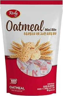 Richy Oatmeal Mini Bites Cakes Oatmeal Cheese Mini Bites Oatmeal Chocolate Mini Bites nutritious whole grain snack with high fiber for digestive Korean snack Vietnamese snack health low sugar low fat perfect for dieters convenient and portable snack for office travel and fitness (1 Pack, Oatmeal Mini Bites-40g)