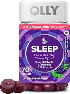 OLLY Sleep Gummy, 3 mg Melatonin, L-Theanine, Chamomile, Lemon Balm, Sleep Aid, Blackberry - 70 Count