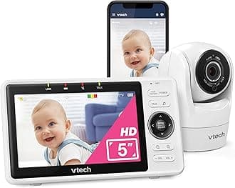 Upgraded VM901 WiFi Baby Monitor, 5-" 720p Display, 1080p Camera, True-Color DayVision, HD NightVision, Fully Remote Pan Tilt Zoom, 2-Way Talk, Free Remote Access, Works with iOS, Android