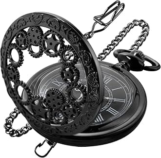 SwitchMe Classic Quartz Pocket Watch for Men,Roman Numeral Dial Non-Mechanical Movement Pocket Watch with Chain