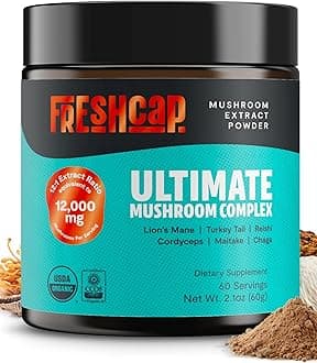 Coffee Substitute Ultimate Mushroom Supplement Powder 1000mg Organic Mushroom Blend - Lion's Mane, Turkey Tail, Reishi, Cordyceps, Maitake, Chaga Extract (60 Servings)