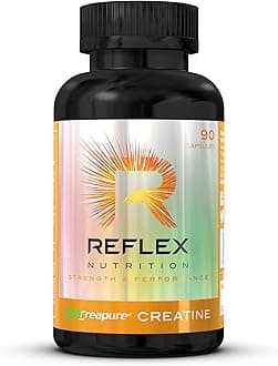 Reflex Nutrition Creapure® Creatine Monohydrate Capsules - Performance Enhancing Creatine Tablets for Strength, Muscle Gains & Recovery (90 Creatine Capsules, 45 Servings - 700mg Creatine Monohydrate)