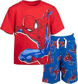 Marvel Avengers Spider-Man Toddler Boys T-Shirt French Terry Shorts Blue / Red 5T