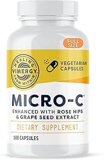 Vimergy Micro-C® Capsules, 180 Servings – 500mg All-Natural Buffered Vitamin C with Rose HIPS, Rutin, Grape Seed & Acerola Fruit Extract – Antioxidant - Supports a Healthy Immune System & Skin Health