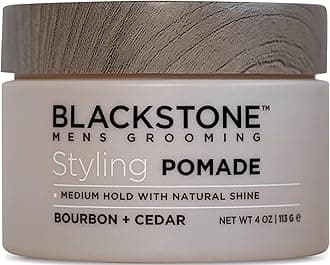 Blackstone Men's Grooming Hair Styling Pomade - Medium Hold with Natural Shine | Bourbon + Cedar (4 oz)