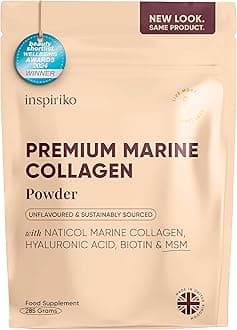 Inspiriko Marine Collagen Powder for Women - Marine Collagen with Hyaluronic Acid, Vitamin C, Biotin and MSM. Hydrolyzed Collagen Peptides Backed by 6 Clinical Studies, 30 Servings
