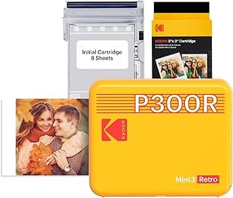Mini 3 Retro 3x3'' Portable Photo Printer, 38 Sheets, Bluetooth Smartphone Printer for iPhone & Android, Instant Color Prints, 4PASS Dye Sublimation, Yellow