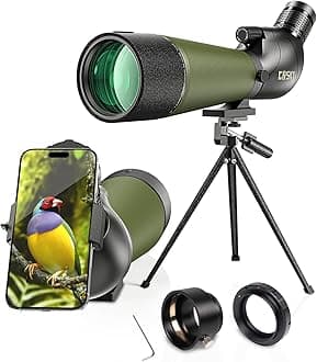 Gosky Updated 20-60x80 Spotting Scope with Tripod, Carrying Bag - BAK4 Angled Scope for Target Shooting Hunting Bird Watching Wildlife Scenery (Phone Mount+SLR Mount Compatible with Canon) 1