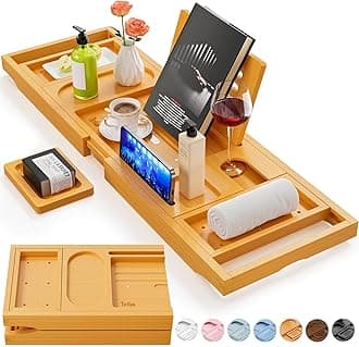 Yirilan Premium Expandable Bathtub Tray Caddy - Unique House Warming & Wedding Gifts for Couple, Bridal Shower Gift for Women