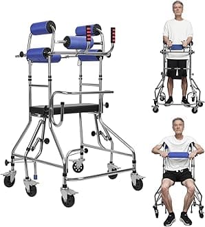 Adult Walker for Seniors - Hemiplegia Rehabilitation Standing Frame, Standing Walker, Anti Recline, Lower Limb Training, Adjustable Height, Walkers Aid for The Disabled Suitable for People of 58-71 in
