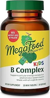 MegaFood Kids Vitamin B Complex – with Vitamin B12 & B6, Folate, Biotin, Zinc, Lemon Balm, L Theanine & More, Supports Cellular Energy Metabolism, Vegetarian, Gluten Free – 30 Mini Tablets