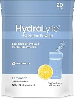 Hydralyte Effervescent Electrolytes Powder Sachets - 20 Flavoured Sticks - Rapid Rehydration - Prevent Dehydration - Achieve Optimal Hydration (20 Sachets, Lemonade)