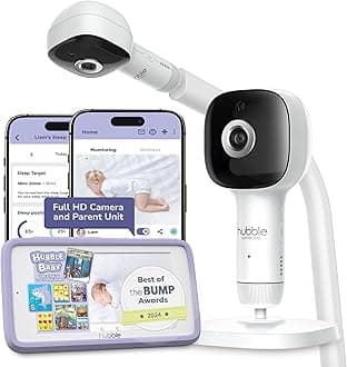 HUBBLE CONNECTED SkyVision AI Pro Baby Monitor — Baby Camera Monitor w/Covered Face, Rollover & True Cry Detection, Sleep Trainer, Soother & More — w/Touch Screen HD Parent Unit, Crib Mount System