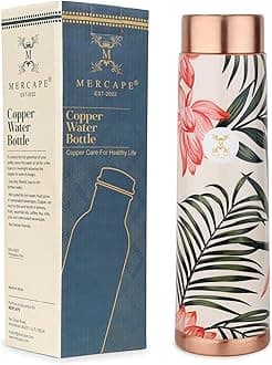 Copper Bottles for Water with Leak Proof Lid | 100% Pure Copper Bottle | BPA Free & Non Toxic | Printed Ayurvedic Copper Bottle for Health Benefits - 950 ML