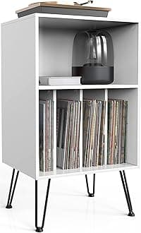 iyrany Record Player Stand, Turntable Stand with Record Storage, Vinyl Record Storage Cabinet with Metal Legs, Record Player Table Holds Up to 150 Albums for Living Room, Bedroom, Office, etc