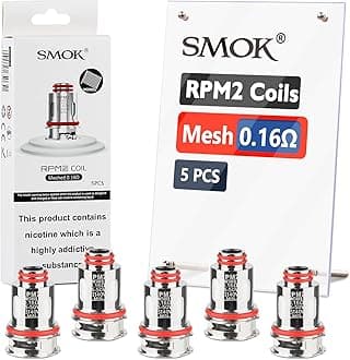 RPM 2 Mesh Coil 0.16 ohm, for RPM2 Series Pods, RPM2 Coilhead (5pcs, No Nicotine) AMZ UK Edition with Exclusive Barcode