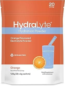 Hydralyte Effervescent Electrolytes Powder Sachets - 20 Flavoured Sticks - Rapid Rehydration - Prevent Dehydration - Achieve Optimal Hydration (20 Sachets, Orange)