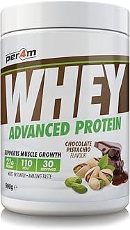 Whey Protein Powder | High Protein Shake for Muscle Growth & Recovery | Low Sugar Gym Supplement | Sports Nutrition Drink + Amino Acids (900g, Chocolate Pistachio)