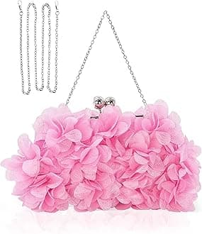 Women Elegant Evening Purse, Small Floral Clutch Bag with Detachable Chain for Wedding, Party, Prom