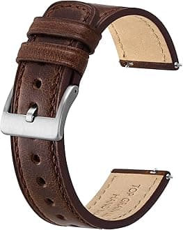 BISONSTRAP Leather Watch Straps, Classic Oil Waxed Leather, Quick Release Replacement Band for Men and Women, Band Width 18mm 20mm 22mm