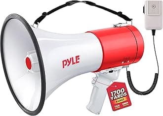 Megaphone Speaker PA Bullhorn 50W – Long Range 365 Metres with Built In Siren and Record Function for Sports, Events, Safety and Crowd Management