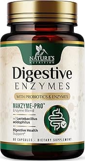 Digestive Enzymes with Probiotics and Bromelain Gentle Digestion Support Supplement for Women and Men - Daily Support for Gas, Bloating, Digestion and Occasional Constipation, Non-GMO - 60 Capsules