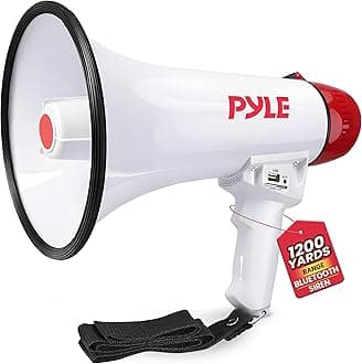Pyle 40W Megaphone Bullhorn with Built-in Siren, Adjustable Volume Control, 1200-Yard Range, Bluetooth Connectivity, Handheld Mic - Ideal for Football, Soccer, Baseball, Cheerleading & Safety Drills
