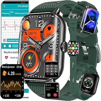 MIUXESmart Watch Blood Sugar Glucose,diabetic Smart Watch with Blood Blood Glucometer Blood Pressure Heart Rate Blood Oxygen Sleep Monitor,Step Counter Activity Trackers Sports Watch,Green
