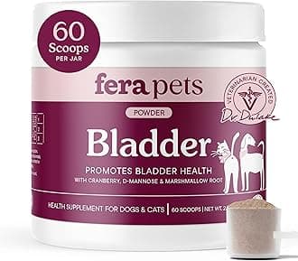 Bladder Support - Cranberry for Dogs & Cats - D-Mannose & Marshmallow Root - Urinary Tract Support - Supports Normal Urine pH - Boosts Immunity - 60 Scoops