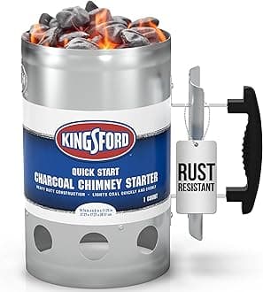Kingsford Grilling BB0466 Deluxe BBQ Chimney Starter for Charcoal Grill, Silver