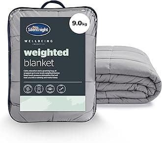 Silentnight Wellbeing Weighted Blanket - Anxiety & Stress Relief for Adults Insomnia Therapy - Sensory Calming Heavy Quilted Hug Blanket - 9kg, 150x200cm, Grey
