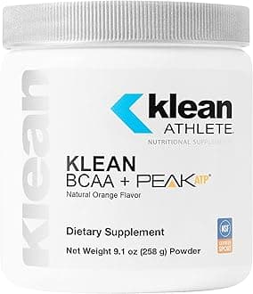 Klean Athlete Klean BCAA + Peak ATP | Amino Acid Supplement for Muscle Building, Workout Recovery, and Lean Muscle | 9.1 Ounces | Natural Orange Flavor