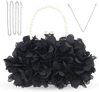 Women Elegant Evening Purse, Small Floral Clutch Bag with Detachable Chain for Wedding, Party, Prom