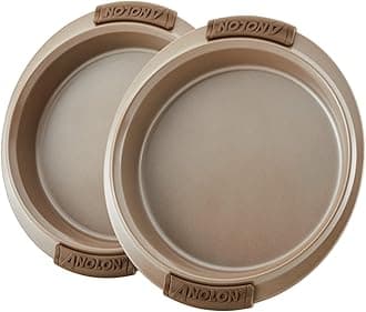 Anolon Advanced Nonstick Bakeware Round Layer Cake Pan Set with Silicone Grips, 2 Piece, Bronze