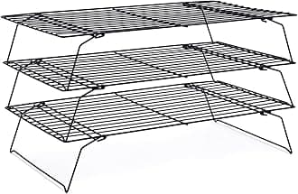 Cooling Rack for Baking 3 Tiers, 16" x 10" Cookie Cooling Wire Rack Stackable Collapsible Nonstick, Stainless Steel Baking Cooking Cooling Racks with Optimum Air Flow, Black