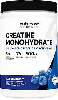 Nutricost Creatine Monohydrate Powder (Blue Raspberry), 500 Grams (1.1 LBS)