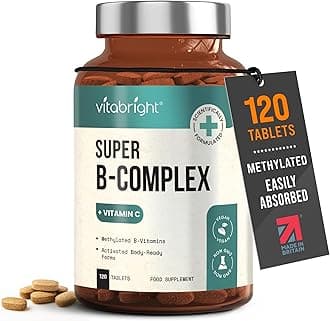 Vitamin B Complex High Strength Methylated B Vitamins | B6 Vitamins with Folate & B12 Supplements | Complete Complex with 12 Active Nutrients | Not Liquid Drops Or Spray | Vitabright