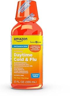 Amazon Basic Care Daytime Cold & Flu Liquid, Orange, 12 Fl Oz