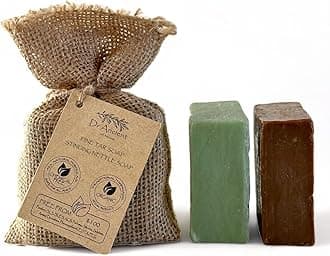 Stinging Nettle & Pine Tar Soap Bar Set (2-Pack) – Organic Handmade Vegan Soap Bars, Natural Chemical-Free, Deep Cleansing Gentle Cleanser for Face & Body