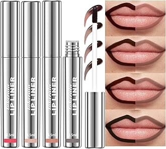 BANGFENG 4Pcs Peel Off Lip Liner Stain - Long-Lasting, Smudge-Proof, Waterproof Nude Matte Lip Tint, Non-Fading Peel Off Lip Color, Effortless Precision & Full Coverage, Vegan & Cruelty-Free