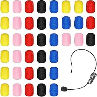 Duomilee 40 Pieces Mini Size Lavalier Microphones Foam Covers Microphone Windscreen Headset Mic Covers Foam Protection for Small Lapel,5 Colors,Stable Noise Reduction